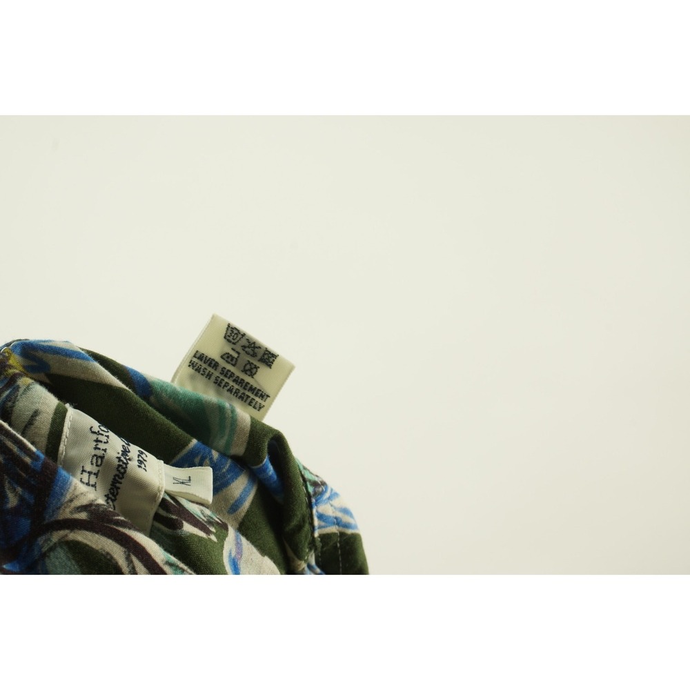 Hartford Men's XL Long Sleeve Green Blue Palm Tree Jersey Cotton Hawaiian Shirt - Picture 7 of 10
